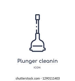 Linear plunger cleanin icon from Cleaning outline collection. Thin line plunger cleanin vector isolated on white background. plunger cleanin trendy illustration