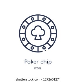 Linear poker chip icon from Entertainment and arcade outline collection. Thin line poker chip icon vector isolated on white background. poker chip trendy illustration