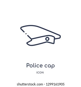 Linear police cap icon from Law and justice outline collection. Thin line police cap icon isolated on white background. police cap trendy illustration