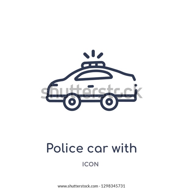 Linear police\
car with lights icon from Mechanicons outline collection. Thin line\
police car with lights icon isolated on white background. police\
car with lights trendy\
illustration