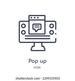Linear pop up icon from Marketing outline collection. Thin line pop up icon isolated on white background. pop up trendy illustration