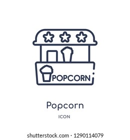 Linear popcorn icon from Circus outline collection. Thin line popcorn vector isolated on white background. popcorn trendy illustration