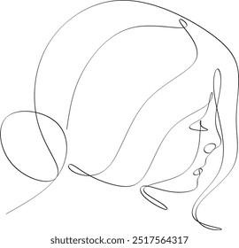 Linear portrait of a beautiful girl.  Minimal portrait. One continuous line. Beauty and glamour concept. Hand drawn vector illustration.