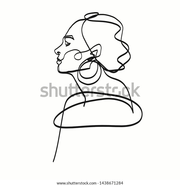 Linear Portrait Model Girl Short Hair Stock Vector Royalty Free