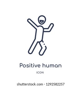 Linear positive human icon from Feelings outline collection. Thin line positive human icon vector isolated on white background. positive human trendy illustration
