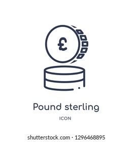 Linear pound sterling icon from Cryptocurrency economy and finance outline collection. Thin line pound sterling icon vector isolated on white background. pound sterling trendy illustration