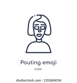 Linear pouting emoji icon from Emoji outline collection. Thin line pouting emoji icon vector isolated on white background. pouting emoji trendy illustration