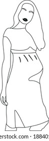 Linear pregnant woman. Can be used as a coloring book.