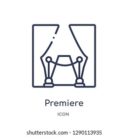 Linear premiere icon from Cinema outline collection. Thin line premiere vector isolated on white background. premiere trendy illustration