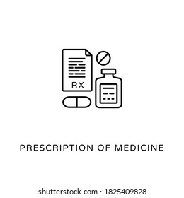 Linear Prescription of Medicine icon in vector. Logotype