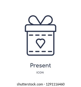 Linear present icon from Birthday party outline collection. Thin line present vector isolated on white background. present trendy illustration