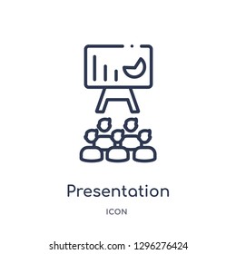 Linear presentation icon from Digital economy outline collection. Thin line presentation icon vector isolated on white background. presentation trendy illustration