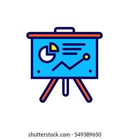 Linear presentation icon. Pictogram in outline style. Vector modern flat design element for mobile application and web design. 
