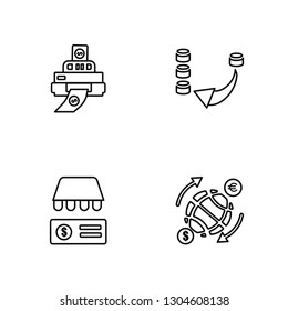Linear Printer, Market, Profits, Worldwide Vector Illustration Of 4 outline Icons. 