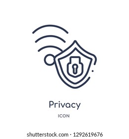 Linear privacy icon from Electrian connections outline collection. Thin line privacy icon vector isolated on white background. privacy trendy illustration