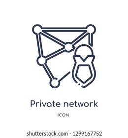 Linear private network icon from Internet security and networking outline collection. Thin line private network icon isolated on white background. private network trendy illustration