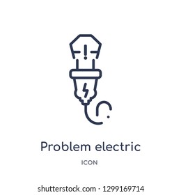 Linear problem electric icon from Insurance outline collection. Thin line problem electric icon isolated on white background. problem electric trendy illustration