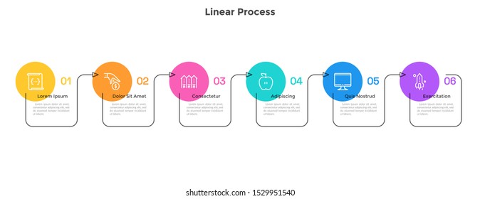Linear Process Diagram 6 Round Elements Stock Vector (Royalty Free ...