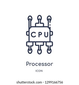 Linear processor icon from Networking outline collection. Thin line processor icon isolated on white background. processor trendy illustration