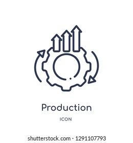 Linear production icon from Business and analytics outline collection. Thin line production vector isolated on white background. production trendy illustration