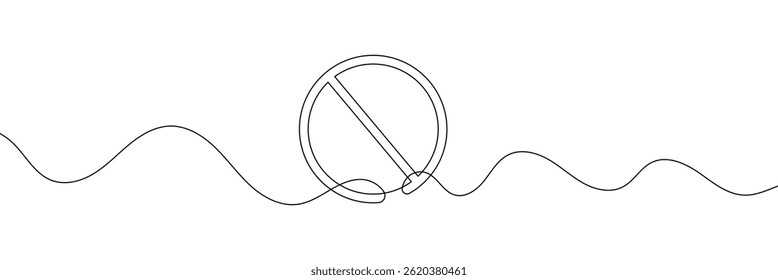 Linear prohibition continuous sign vector. Black stop sign drawn line. The no sign is a continuous line. Vector linear design ban