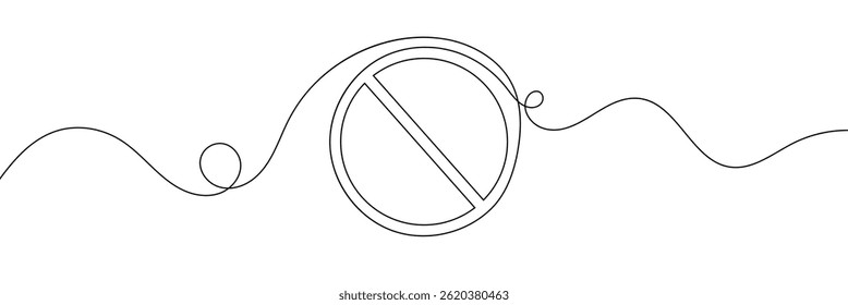 Linear prohibition continuous sign vector. Black stop sign drawn line. The no sign is a continuous line. Vector linear design ban