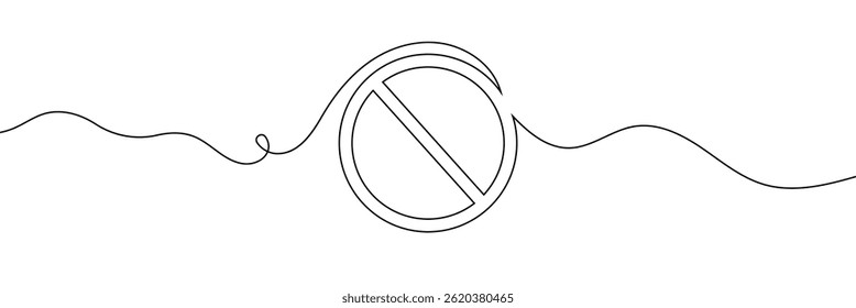 Linear prohibition continuous sign vector. Black stop sign drawn line. The no sign is a continuous line. Vector linear design ban