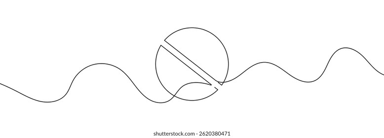 Vetor de sinal contínuo de proibição linear. Sinal de parada preto traçado linha. O sinal de não é uma linha contínua. Proibição de design linear de vetor