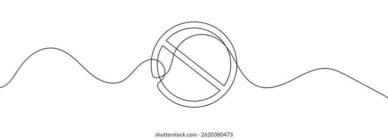 Linear prohibition continuous sign vector. Black stop sign drawn line. The no sign is a continuous line. Vector linear design ban