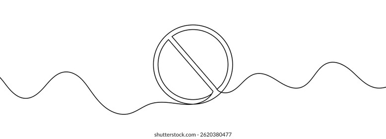 Linear prohibition continuous sign vector. Black stop sign drawn line. The no sign is a continuous line. Vector linear design ban