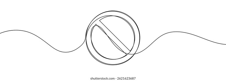 Linear prohibition continuous sign vector. Black stop sign drawn line. The no sign is a continuous line. Vector linear design ban .Vector Illustration .EPS 10 .