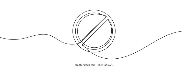 Linear prohibition continuous sign vector. Black stop sign drawn line. The no sign is a continuous line. Vector linear design ban .Vector Illustration .EPS 10 .