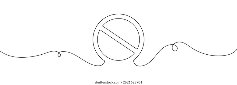 Linear prohibition continuous sign vector. Black stop sign drawn line. The no sign is a continuous line. Vector linear design ban .Vector Illustration .EPS 10 .