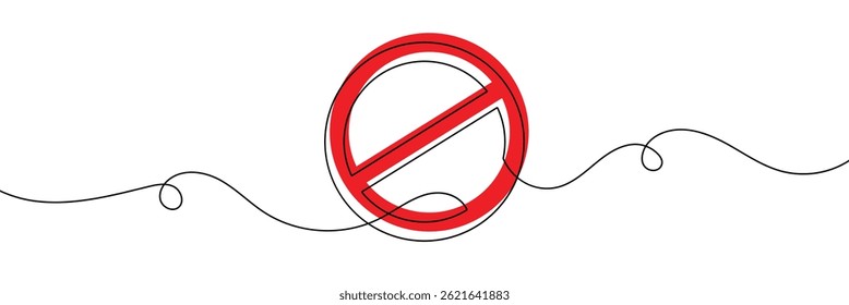 Linear prohibition continuous sign vector. Stop sign drawn line. The no sign is a continuous line. Vector linear design ban .Vector Illustration .EPS 10 .