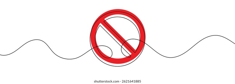 Linear prohibition continuous sign vector. Stop sign drawn line. The no sign is a continuous line. Vector linear design ban .Vector Illustration .EPS 10 .