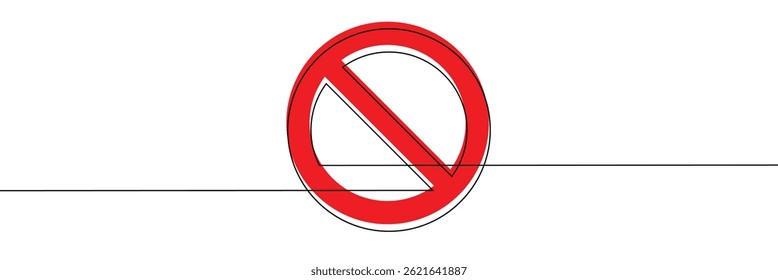 Linear prohibition continuous sign vector. Stop sign drawn line. The no sign is a continuous line. Vector linear design ban .Vector Illustration .EPS 10 .