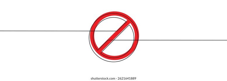 Linear prohibition continuous sign vector. Stop sign drawn line. The no sign is a continuous line. Vector linear design ban .Vector Illustration .EPS 10 .