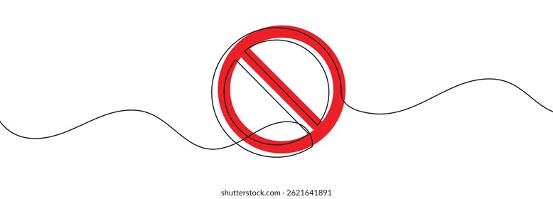 Linear prohibition continuous sign vector. Stop sign drawn line. The no sign is a continuous line. Vector linear design ban .Vector Illustration .EPS 10 .