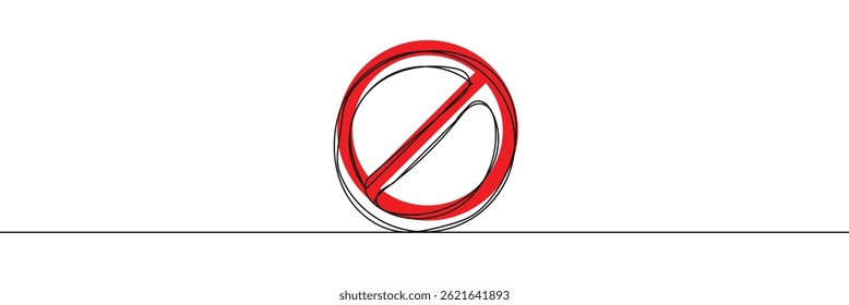 Linear prohibition continuous sign vector. Stop sign drawn line. The no sign is a continuous line. Vector linear design ban .Vector Illustration .EPS 10 .