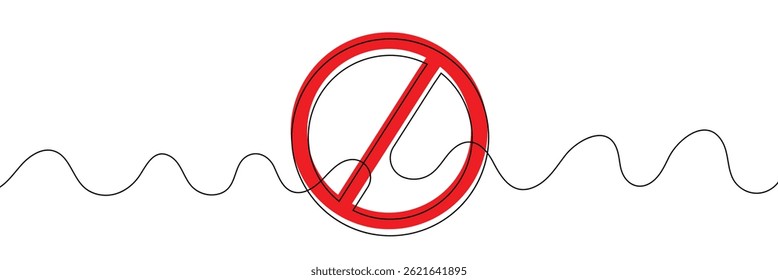 Linear prohibition continuous sign vector. Stop sign drawn line. The no sign is a continuous line. Vector linear design ban .Vector Illustration .EPS 10 .