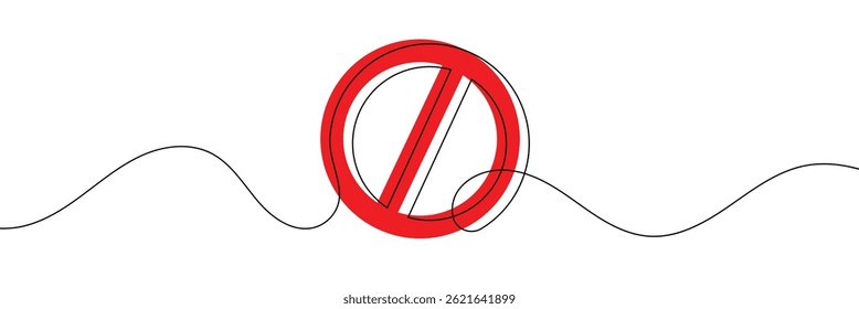 Linear prohibition continuous sign vector. Stop sign drawn line. The no sign is a continuous line. Vector linear design ban .Vector Illustration .EPS 10 .
