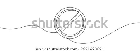 Linear prohibition continuous sign vector. Black stop sign drawn line. The no sign is a continuous line. Vector linear design ban .Vector Illustration .EPS 10 .