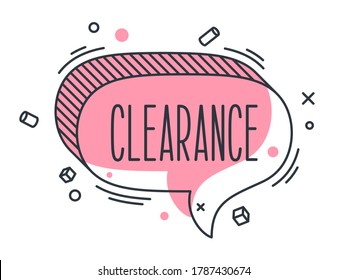 Linear promotion banner shape, colorful sticker. Vector illustration set