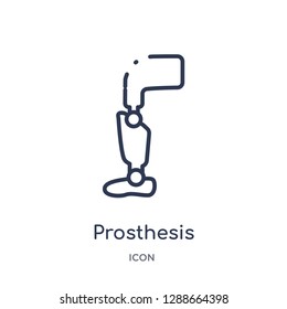 Linear prosthesis icon from Artificial intellegence and future technology outline collection. Thin line prosthesis vector isolated on white background. prosthesis trendy illustration