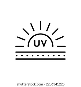 linear protection against sunburn sign. sunscreen material icon isolated for print. concept of uv protection, sun protective surface, sunblock from sunshine and solar burn. pictogram design on white