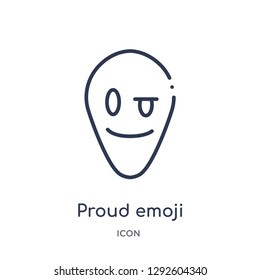 Linear proud emoji icon from Emoji outline collection. Thin line proud emoji icon vector isolated on white background. proud emoji trendy illustration