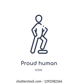 Linear proud human icon from Feelings outline collection. Thin line proud human icon vector isolated on white background. proud human trendy illustration