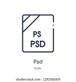 Linear psd icon from File type outline collection. Thin line psd icon vector isolated on white background. psd trendy illustration