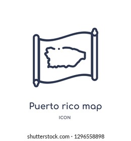 Linear puerto rico map icon from Countrymaps outline collection. Thin line puerto rico map icon vector isolated on white background. puerto rico map trendy illustration