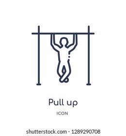 Linear pull up icon from Army and war outline collection. Thin line pull up vector isolated on white background. pull up trendy illustration